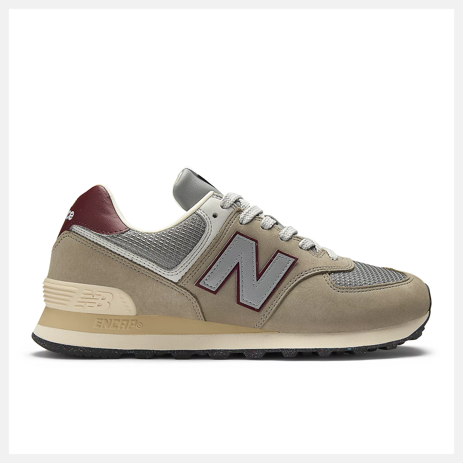 New Balance 574 U574SKB ARID STONE with MONARCH BURGUNDY