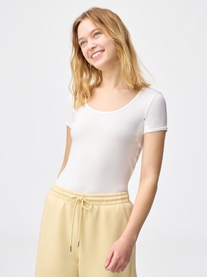 スタイルドライUネックT(半袖)(汗取り付き) - 01 OFF WHITE