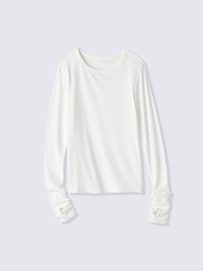 ウォームリブクルーネックT(12分袖) - 01 OFF WHITE