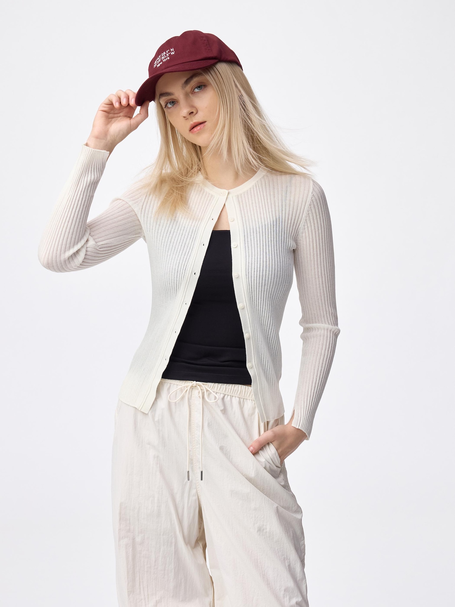 シアーリブカーディガン - 01 OFF WHITE