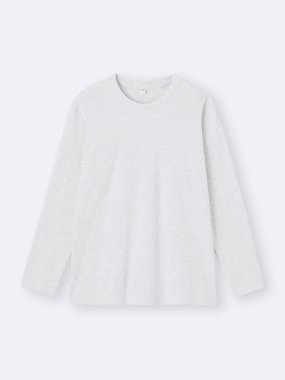 ソフトコットンクルーネックT(長袖) - 02 LIGHT GRAY