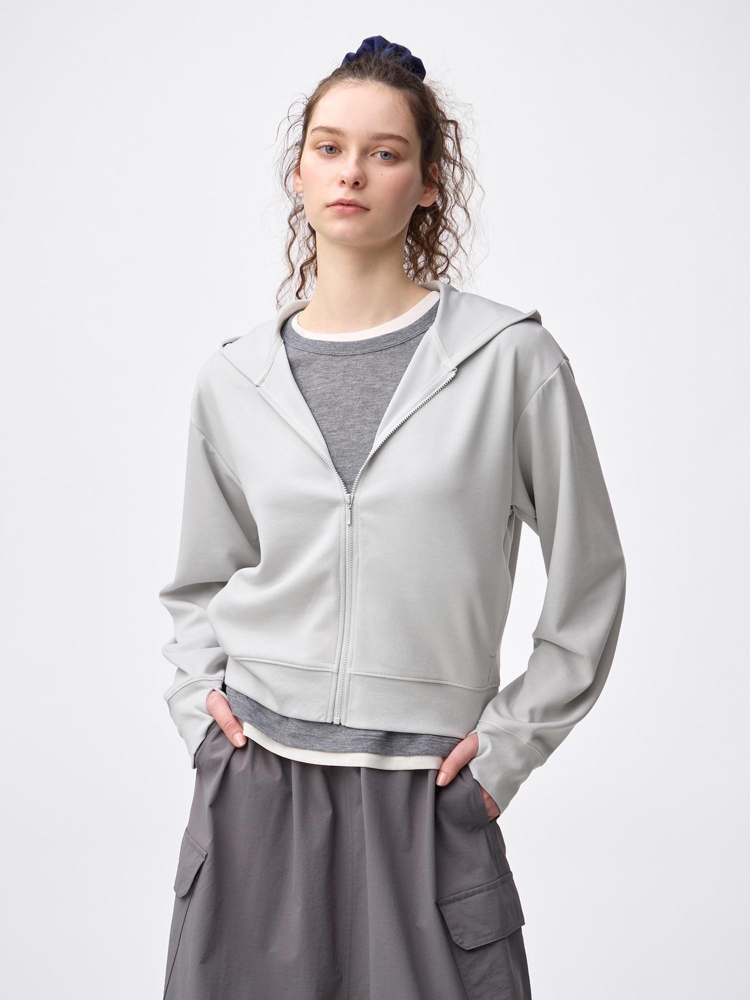UVカットフルジップパーカ - 02 LIGHT GRAY