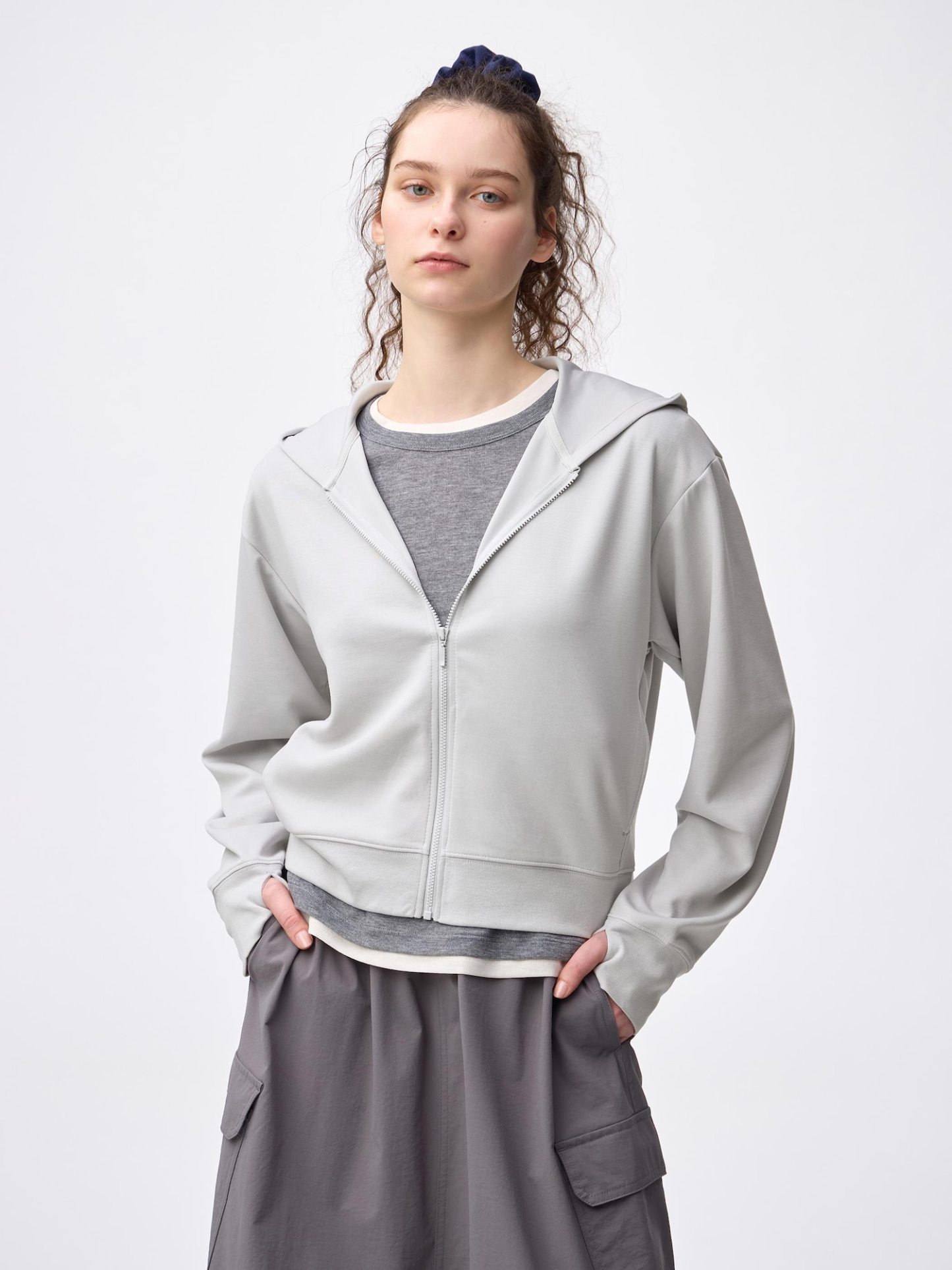 UVカットフルジップパーカ - 02 LIGHT GRAY