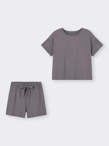 コットンカラーラウンジセット(半袖&ショートパンツ) - 06 GRAY