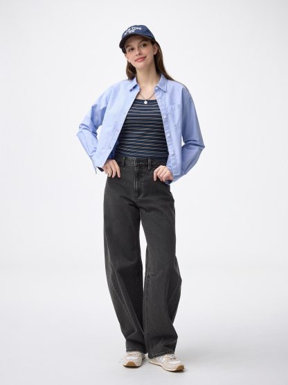 バレルレッグジーンズA(丈長め81.0cm) - 08 DARK GRAY