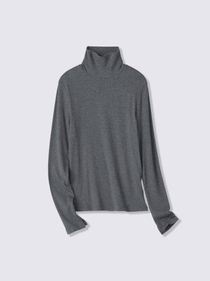 ウォームリブタートルネックT(長袖) - 08 DARK GRAY