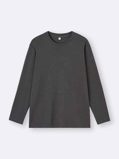 ソフトコットンクルーネックT(長袖) - 08 DARK GRAY