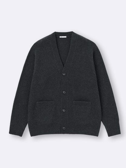 パフニットVネックカーディガン - 08 DARK GRAY