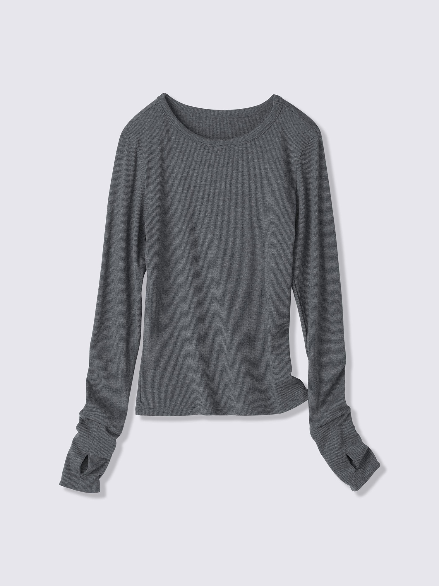 ウォームリブクルーネックT(12分袖) - 08 DARK GRAY
