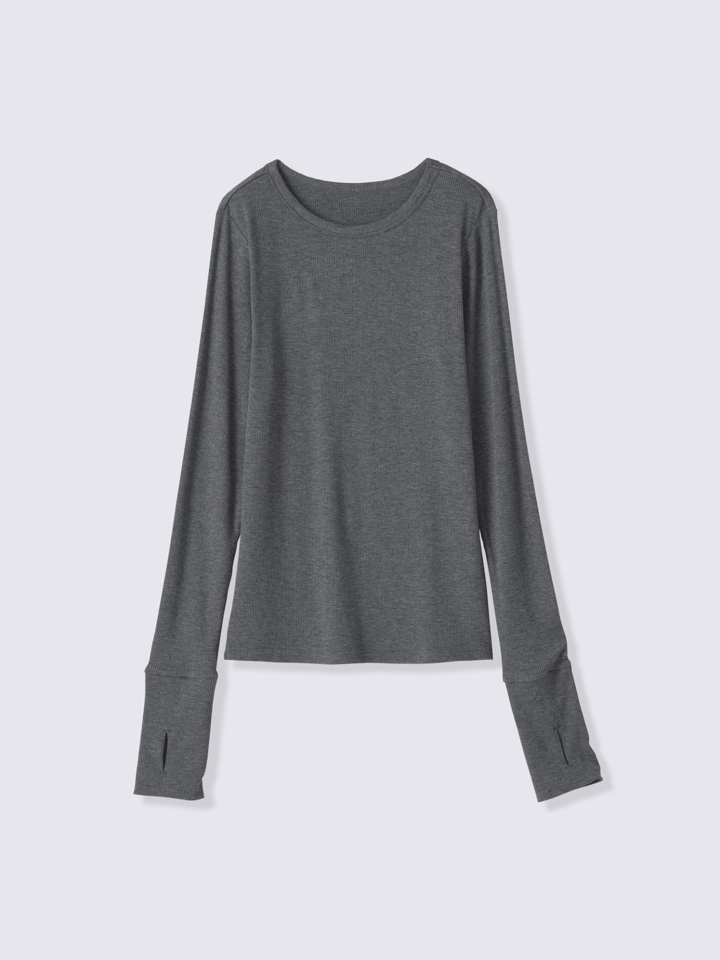 ウォームリブクルーネックT(12分袖) - 08 DARK GRAY