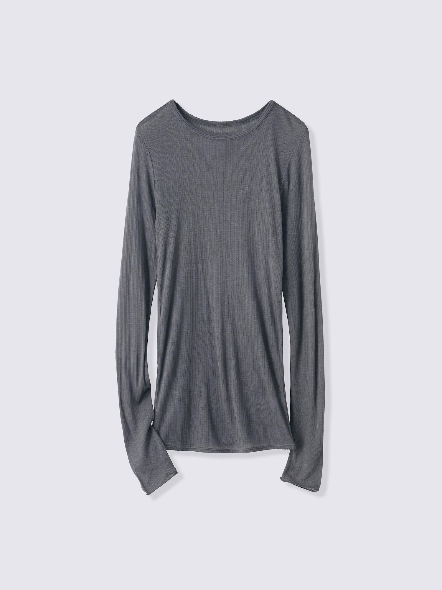 ウォームポインテールクルーネックT(12分袖) - 08 DARK GRAY