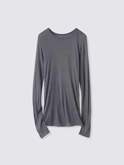 ウォームポインテールクルーネックT(12分袖) - 08 DARK GRAY