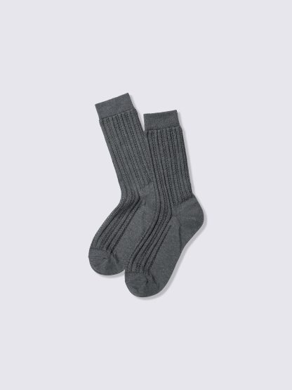 クルーソックス(透かし編み) - 08 DARK GRAY