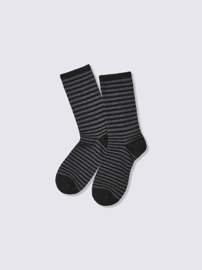 クルーソックス(ストライプ) - 08 DARK GRAY