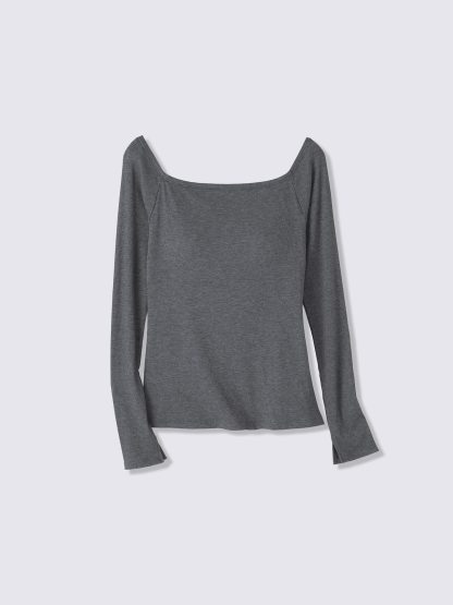 ブラフィールウォームリブオフショルダーT(長袖) - 08 DARK GRAY