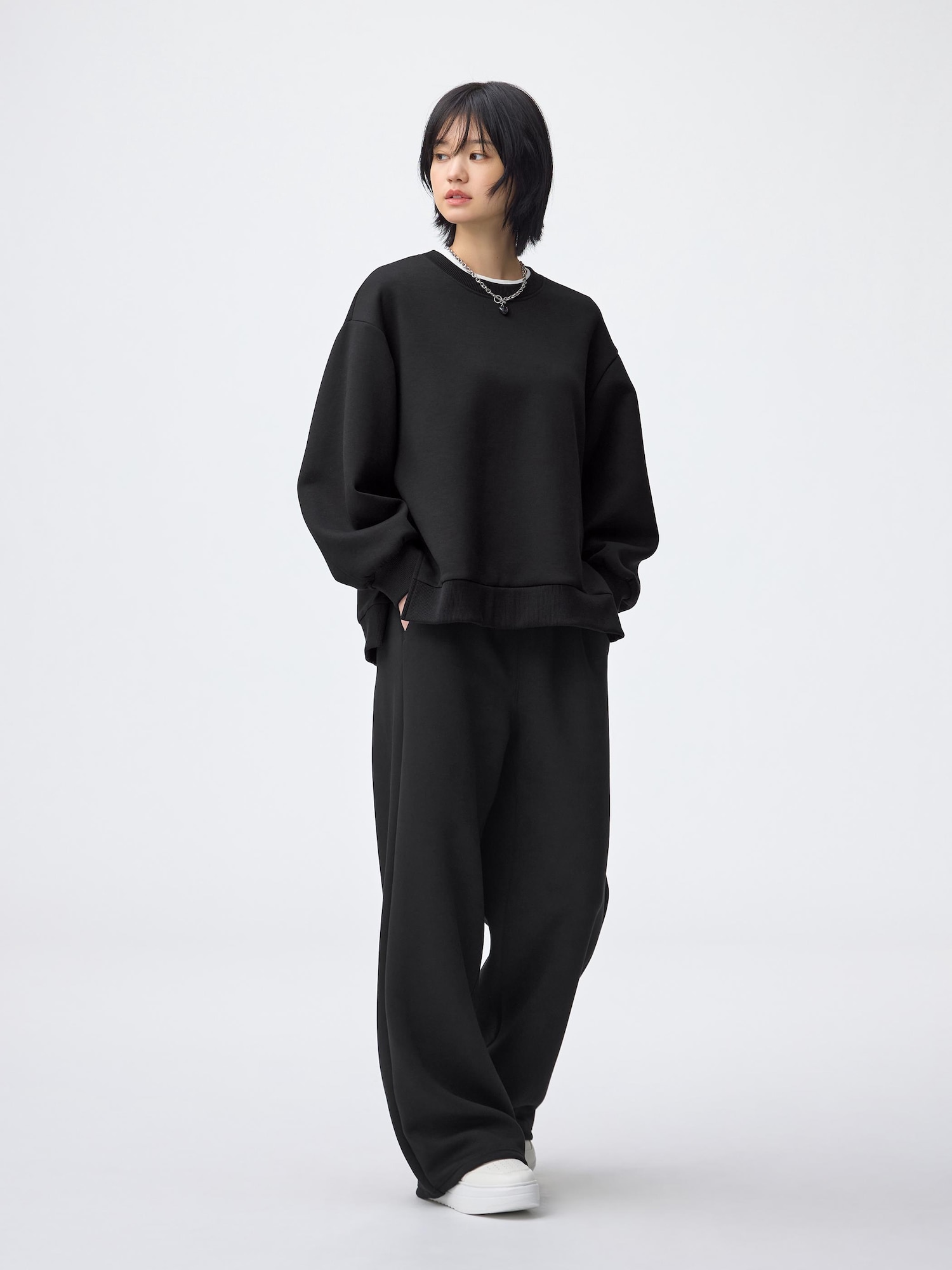 パフスウェットバギーパンツ(丈長め76.0cm) - 09 BLACK