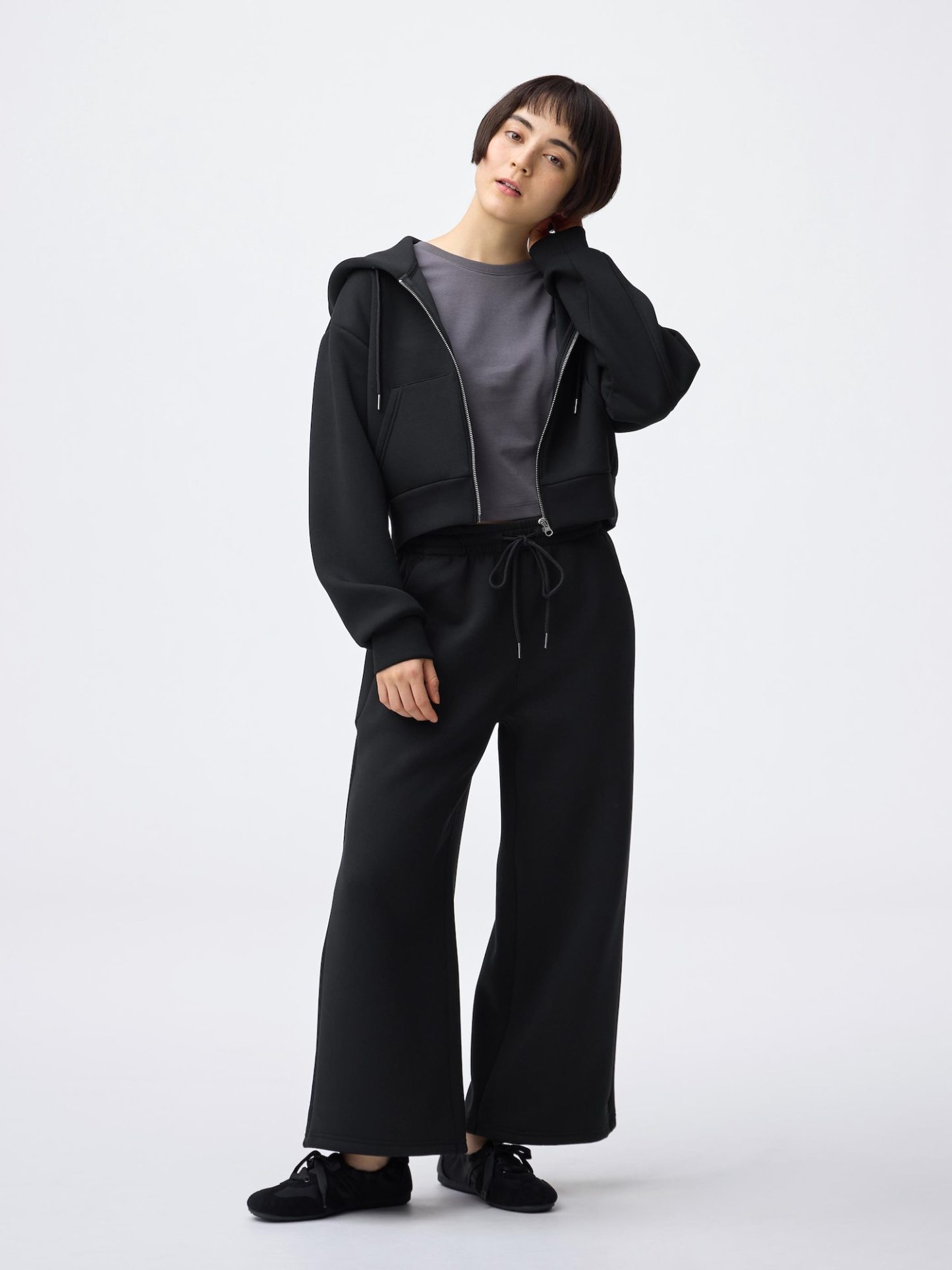 パフスウェットバギーパンツ(丈短め62.0cm) - 09 BLACK
