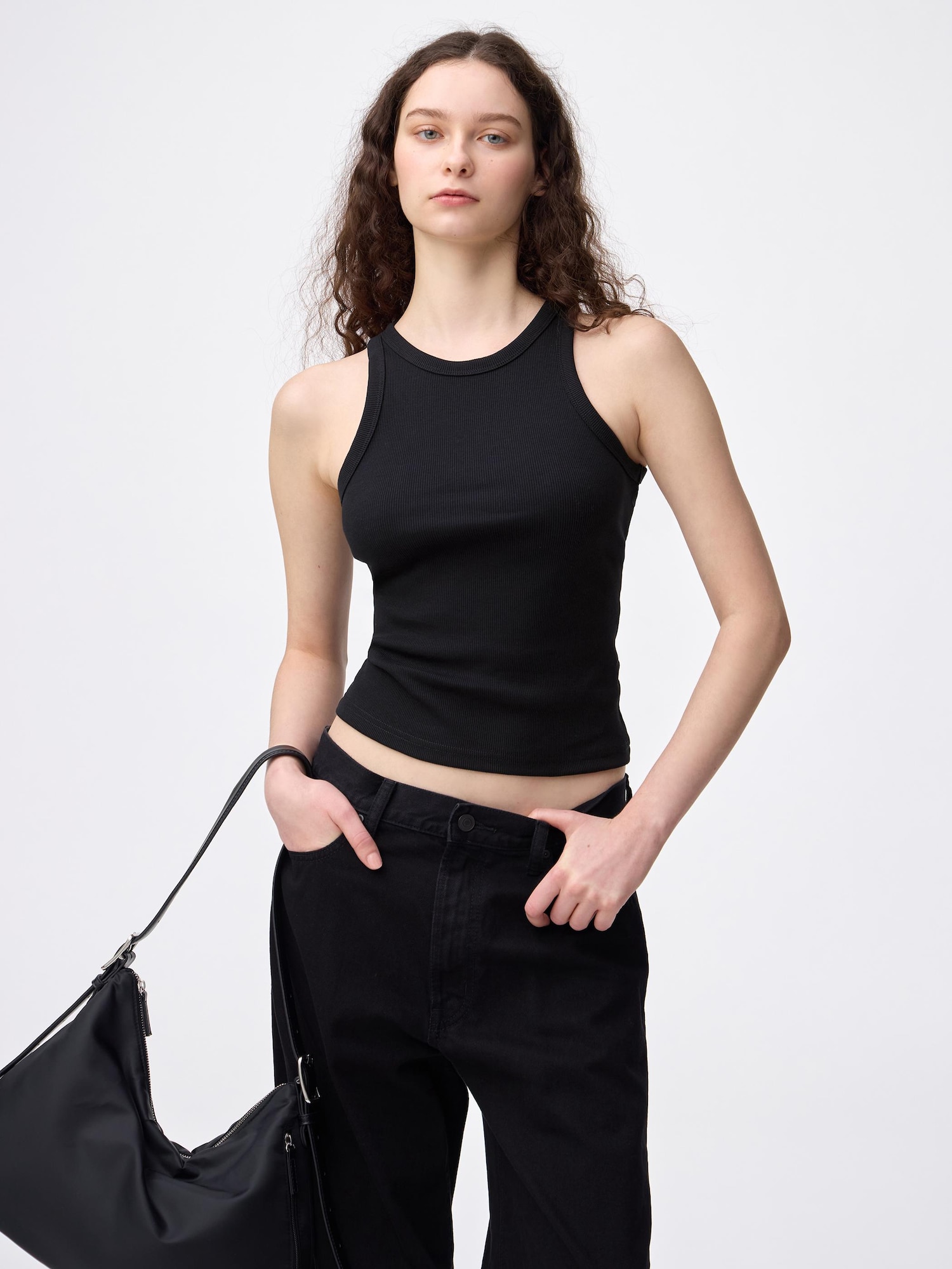 リブタンクトップOS - 09 BLACK