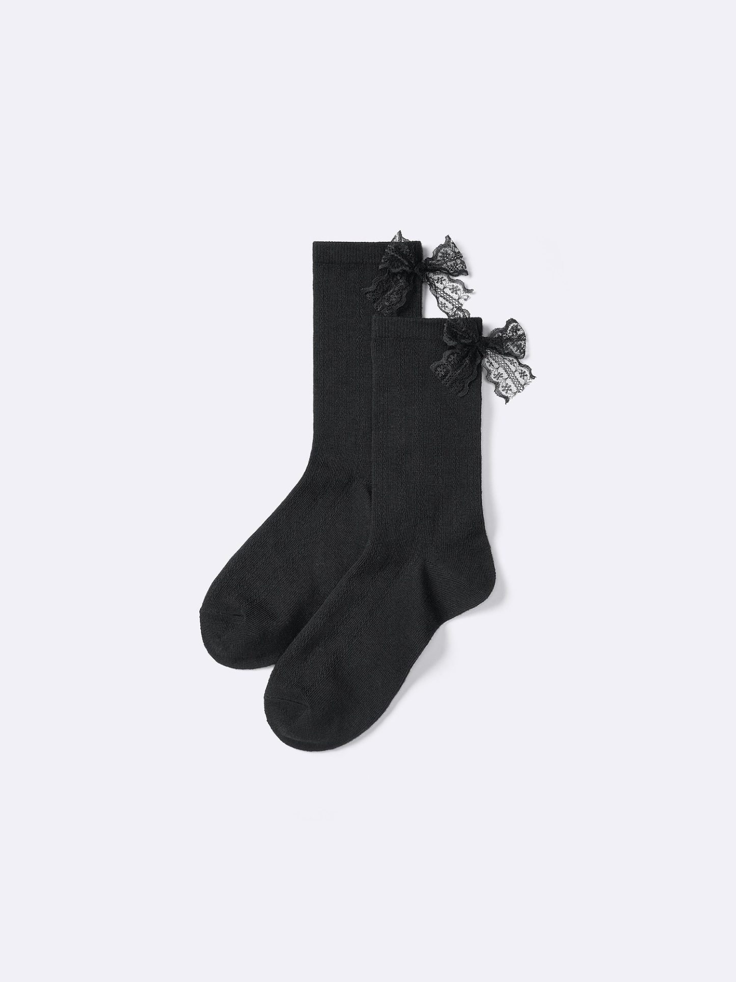 クルーソックス(リボン) - 09 BLACK