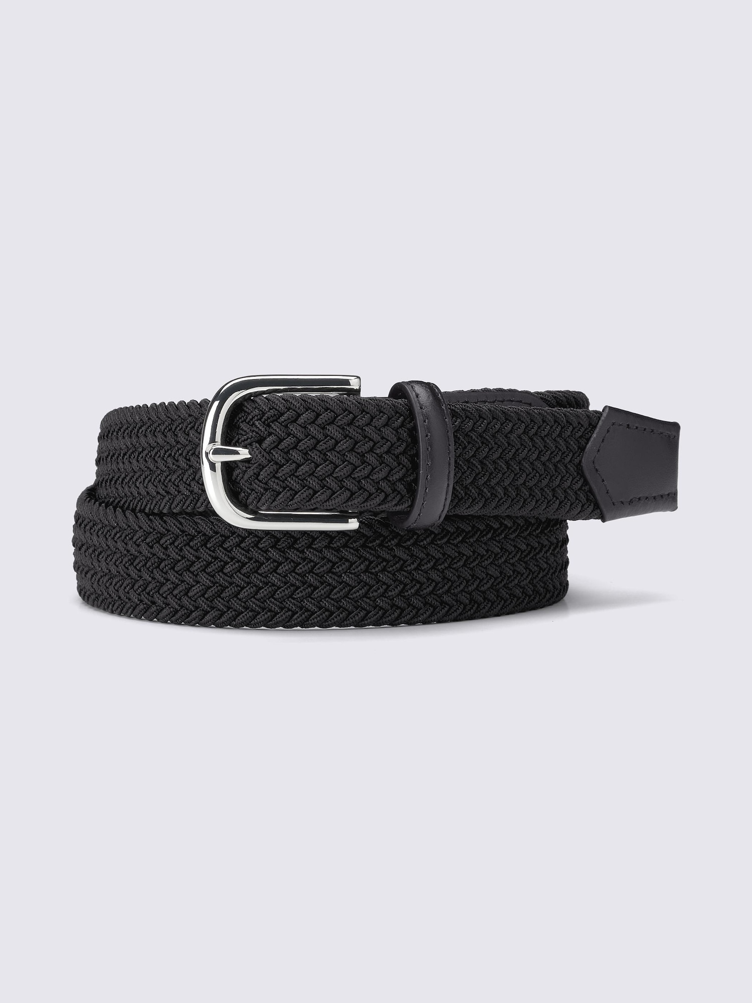 レザーコンビネーションメッシュベルト - 09 BLACK