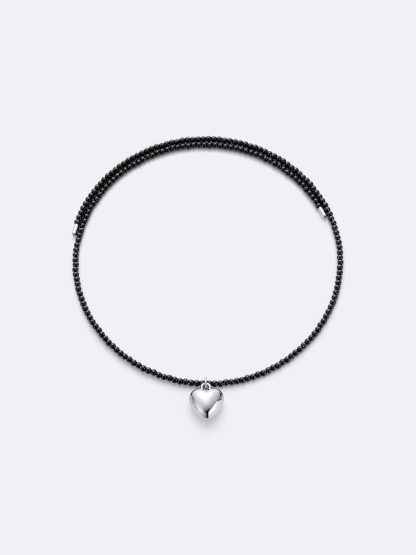ハートモチーフビーズチョーカー - 09 BLACK