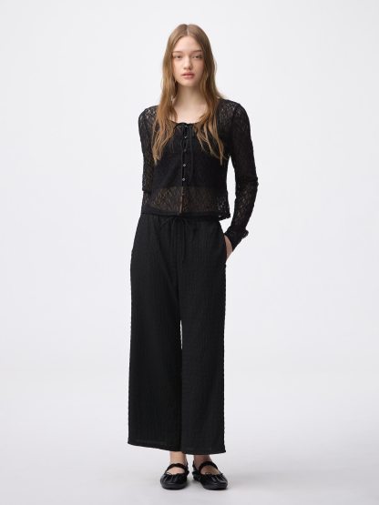シャーリングアンクルパンツ - 09 BLACK