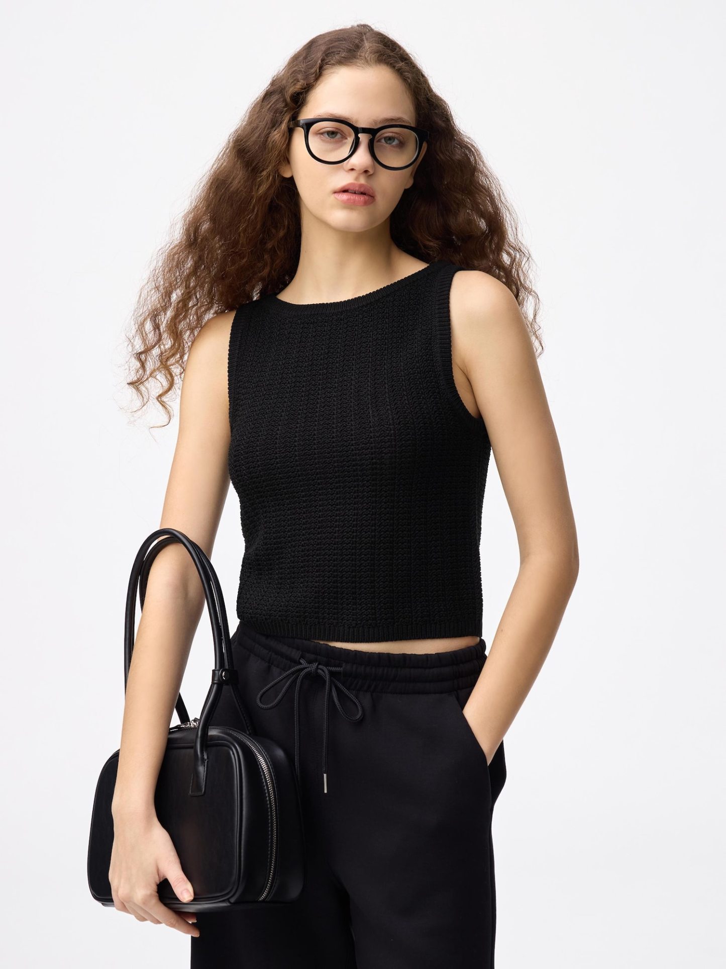 ボートネックニットタンクトップ - 09 BLACK