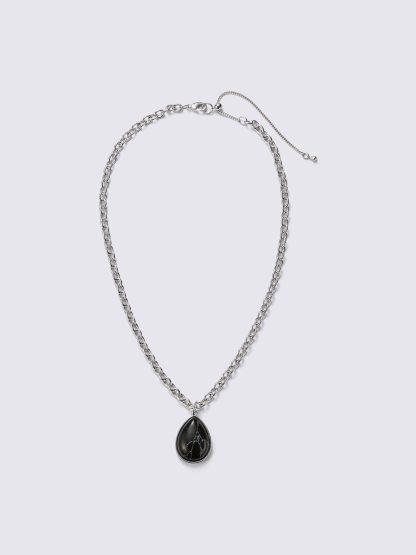 ドロップストーンチェーンネックレス - 09 BLACK