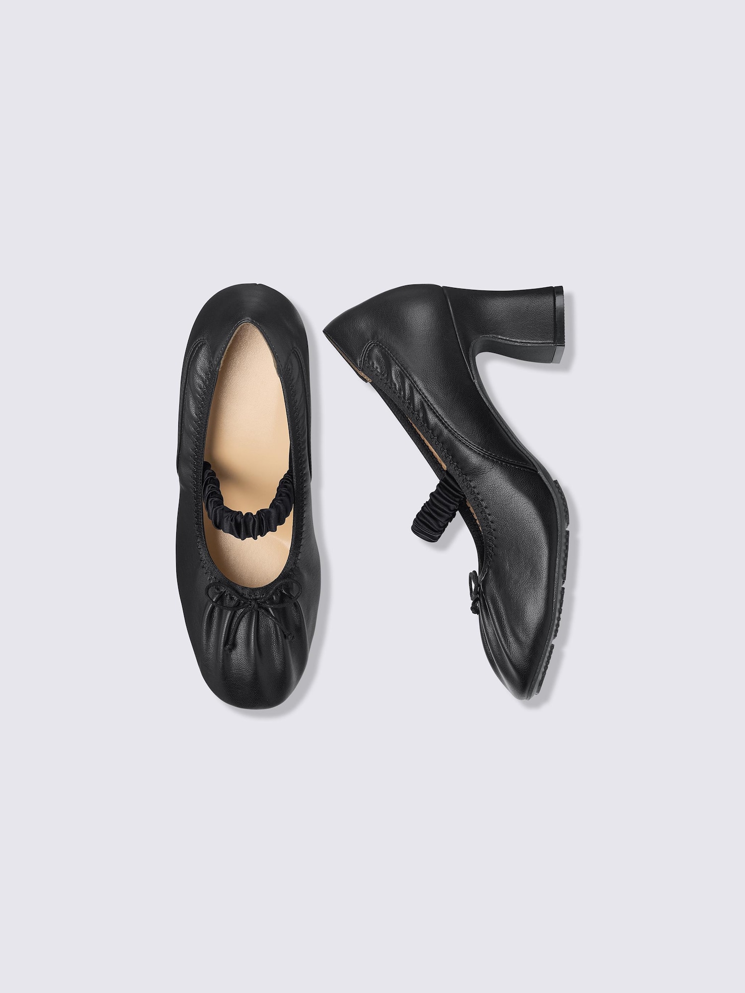 ストラップバレエパンプス - 09 BLACK