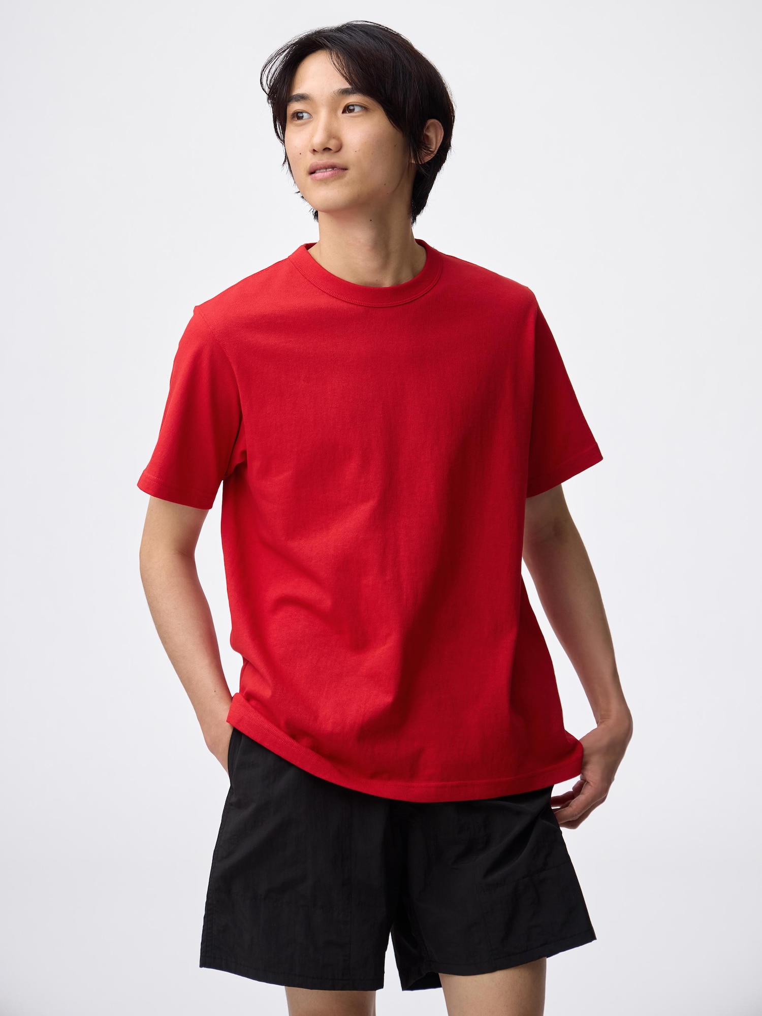 コットンクルーネックT - 15 RED