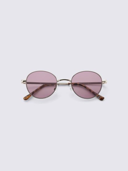 UVカットラウンドメタルサングラス - 17 RED