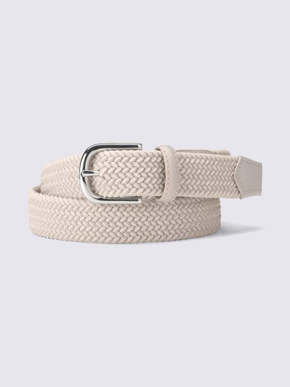 レザーコンビネーションメッシュベルト - 30 NATURAL