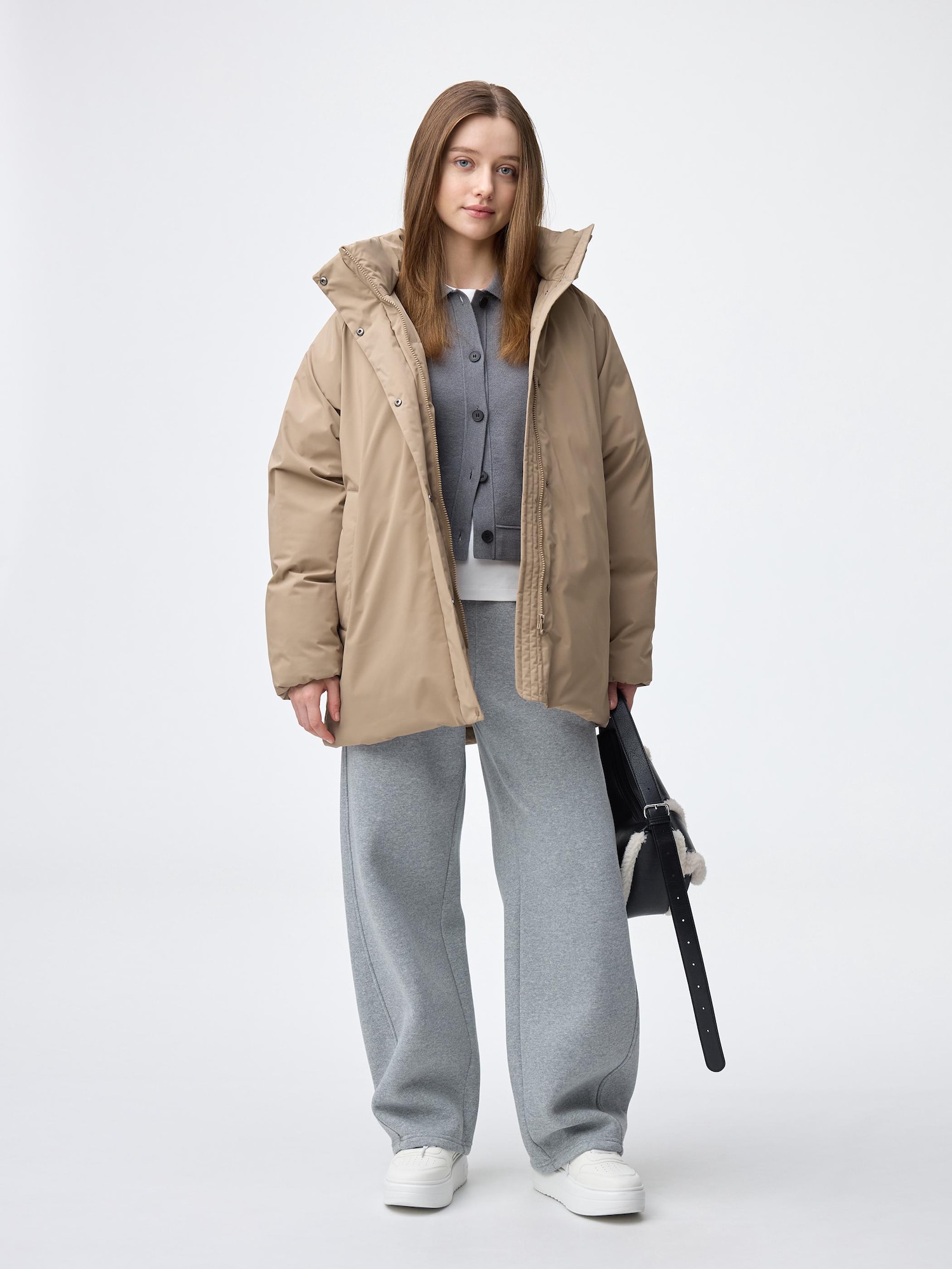 ウォームパデッドステッチレスコート - 32 BEIGE