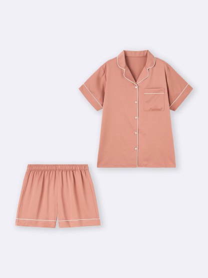 サテンパジャマ(半袖&ショートパンツ)
