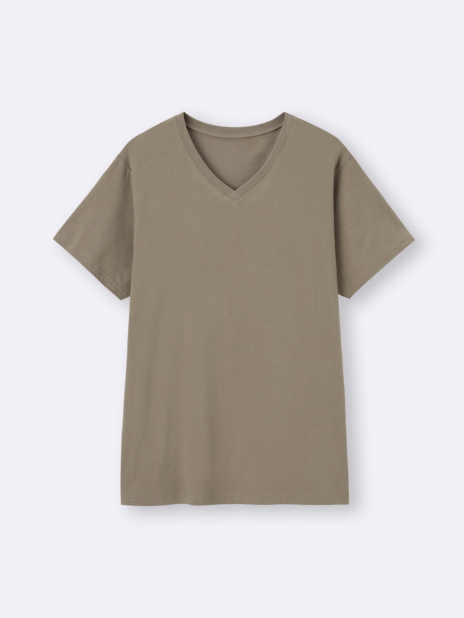 コットンカラーVネックT - 35 BROWN