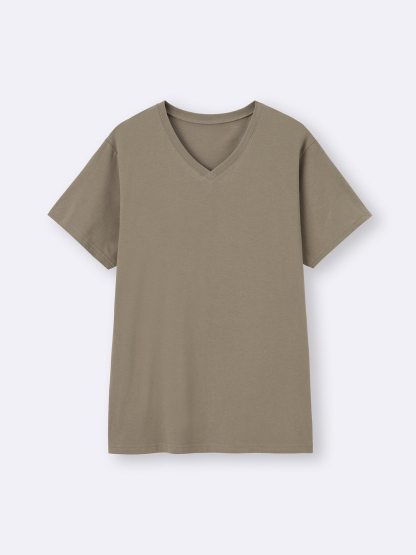 コットンカラーVネックT - 35 BROWN