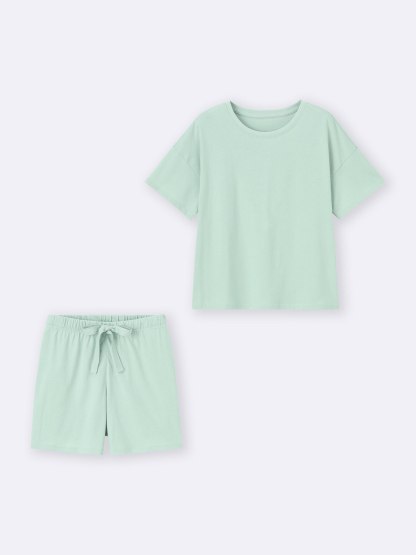 コットンカラーラウンジセット(半袖&ショートパンツ)