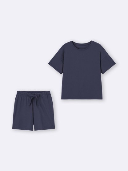 コットンカラーラウンジセット(半袖&ショートパンツ)