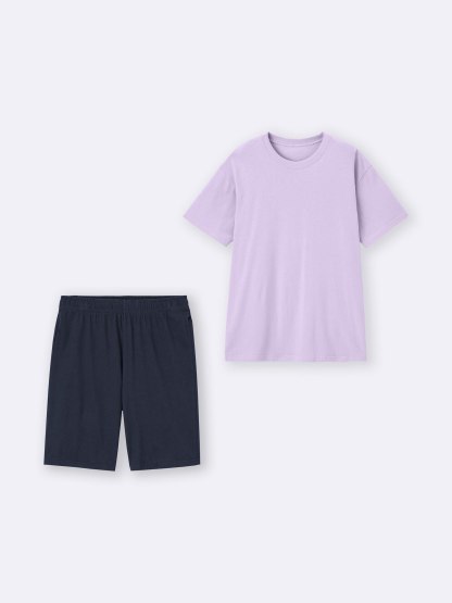 コットンカラーラウンジセット(半袖&ショートパンツ)