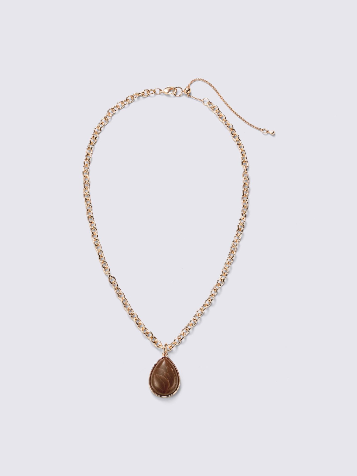 ドロップストーンチェーンネックレス - 36 BROWN