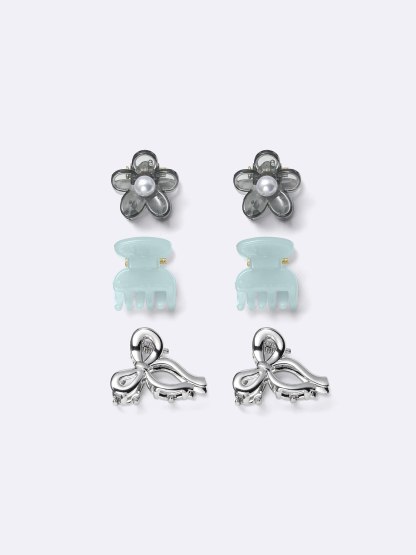 フラワー&リボンミニヘアクリップ6P