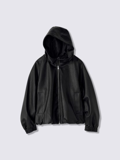 フェイクレザーバルーンヘムパーカ