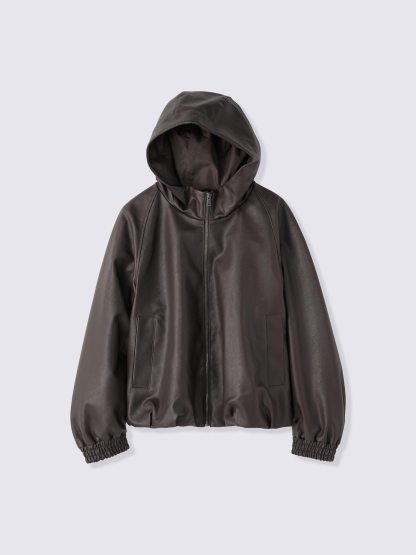 フェイクレザーバルーンヘムパーカ