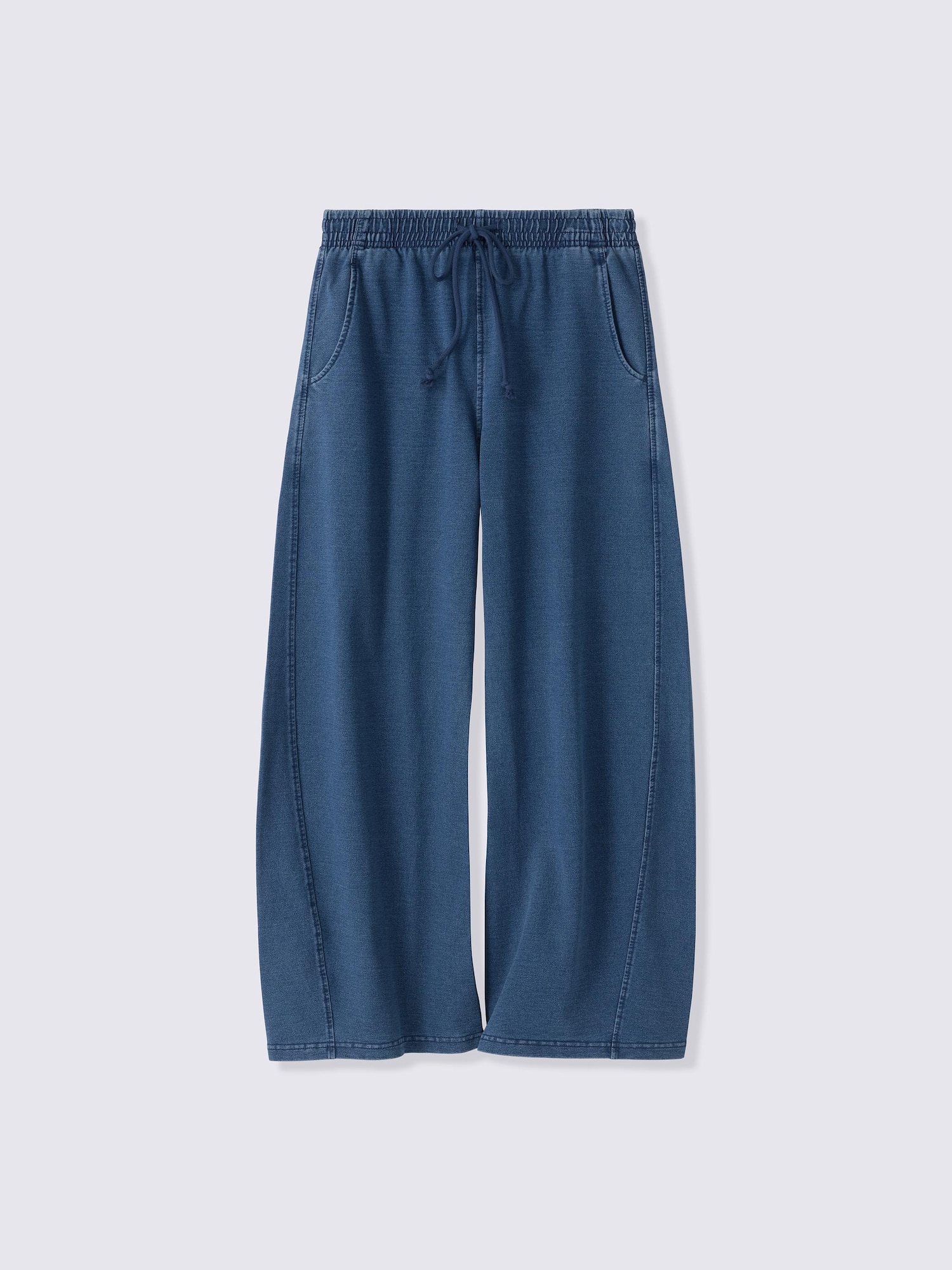 デニムスウェット3Dバレルパンツ