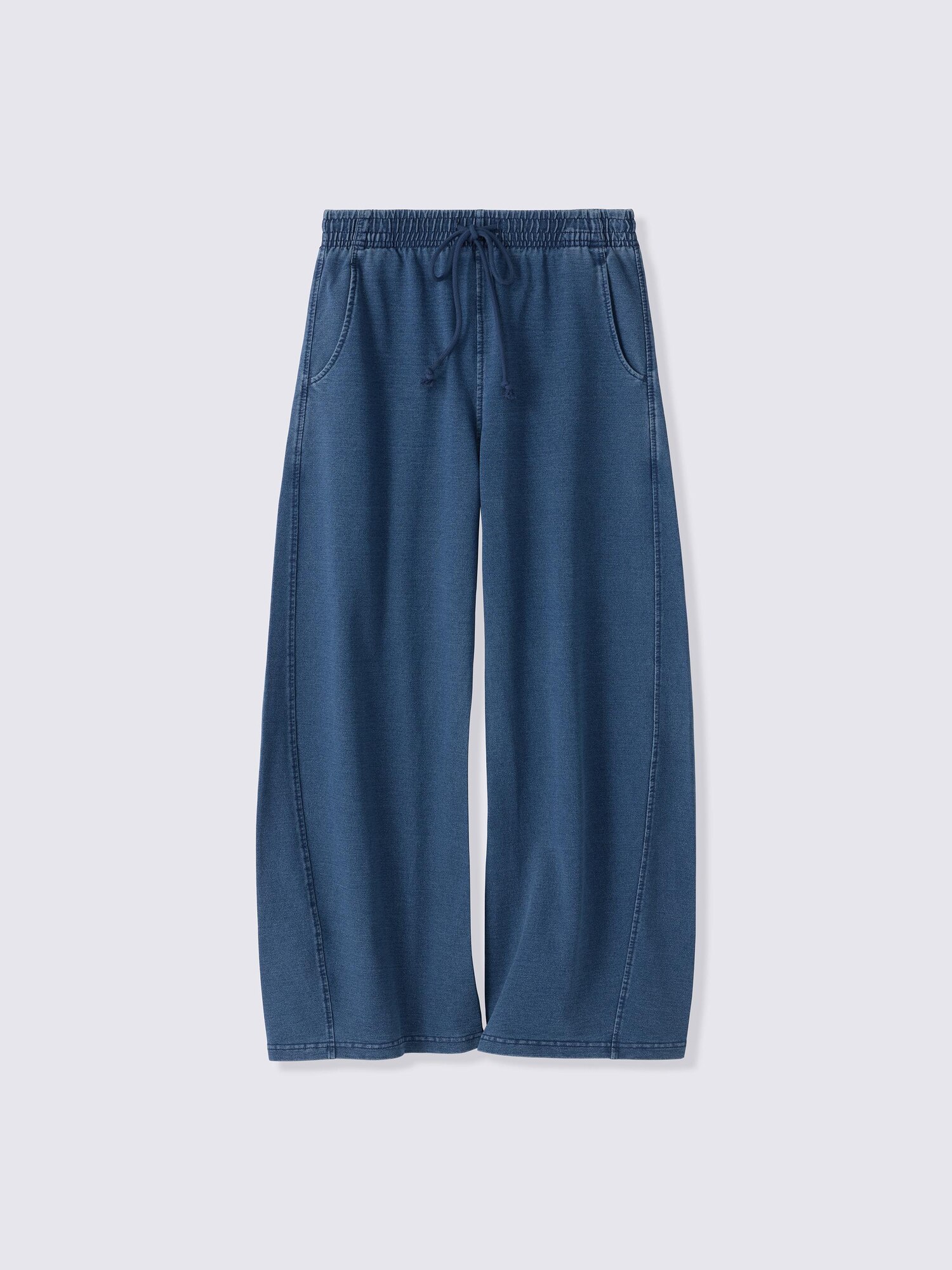 デニムスウェット3Dバレルパンツ