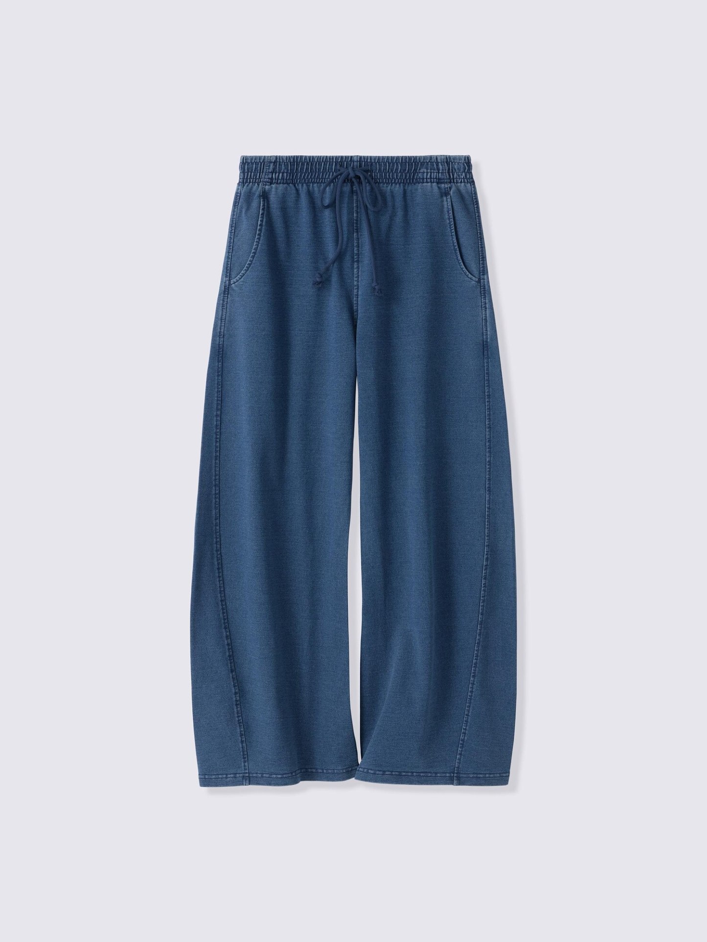 デニムスウェット3Dバレルパンツ