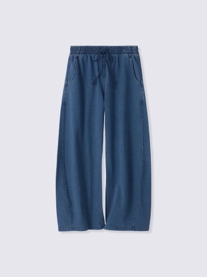 デニムスウェット3Dバレルパンツ