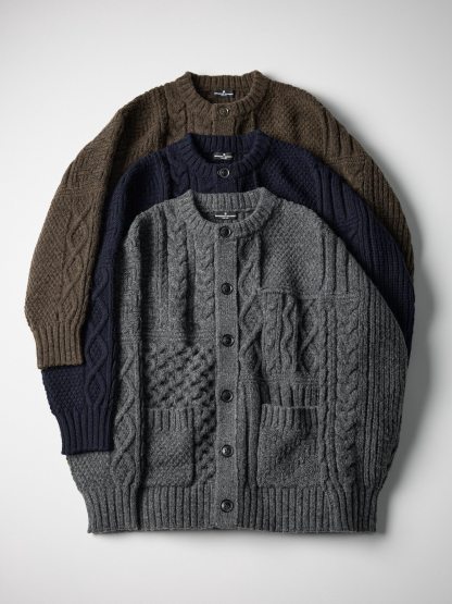 ケーブルクルーネックカーディガン ENGINEERED GARMENTS