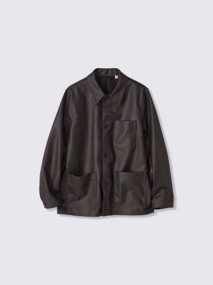 フェイクレザーカバーオールジャケット