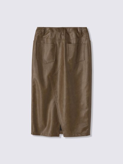 フェイクレザーペンシルスカート